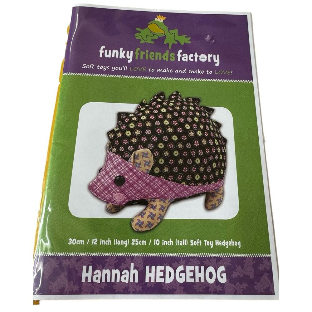 Funky Friends Factory Hannah Hedgehog Soft Toy Sewing Pattern‎ Booklet Gift